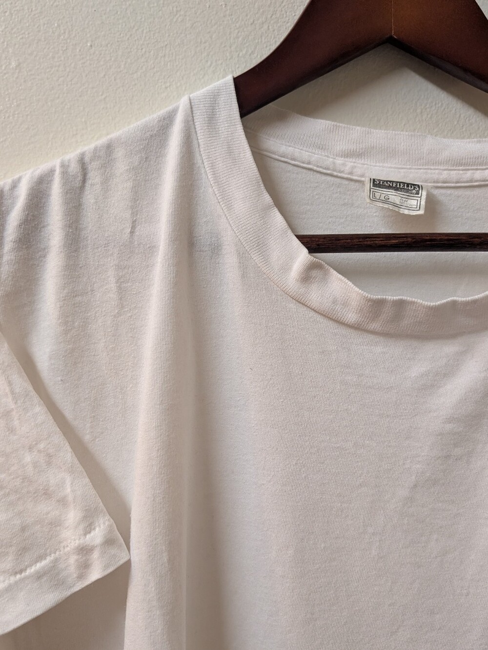 Stanfields Blank White Single Stitch Large T-shirt